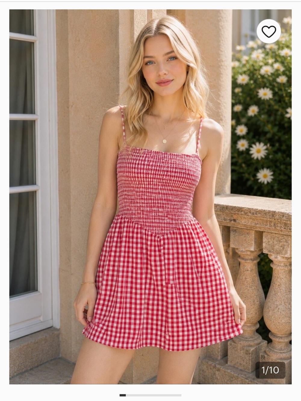 Abercrombie & Fitch Red Gingham Smocked Mini Dress
